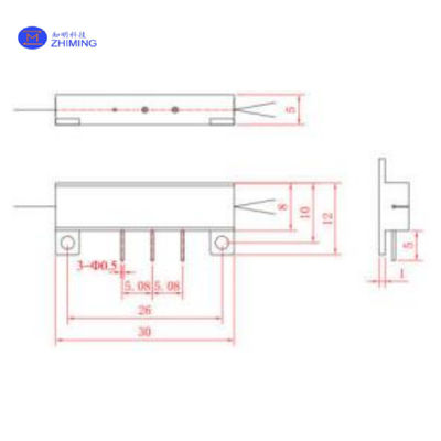 Niobate de lithium (LiNbO3) Modulateur de guidage des ondes Y / bas Vπ 3,5 V / haut PER 25dB / compatible avec la communication FOG, FOCT et quantique