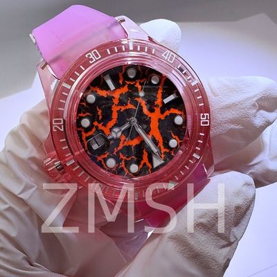 Sakura rose de saphir, fabriqué en laboratoire, casque de montre de luxe résistant aux rayures