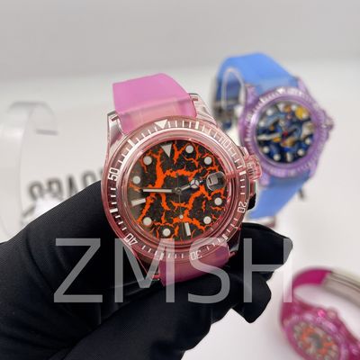 Sakura rose de saphir, fabriqué en laboratoire, casque de montre de luxe résistant aux rayures