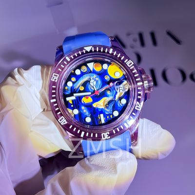 Boîtier de montre en saphir gris-violet cultivé en laboratoire, personnalisation de luxe, résistant aux rayures